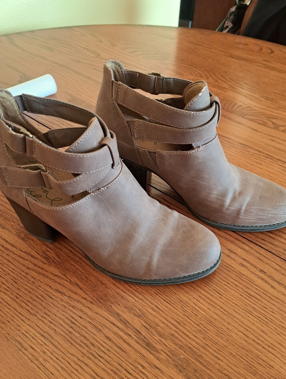 Natural Soul Brown Cutout Ankle Booties with Wrap Strap